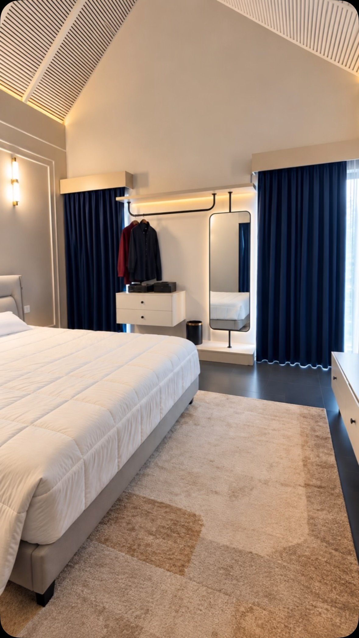 High Ceiling Master Bedroom by Ken's Interiors